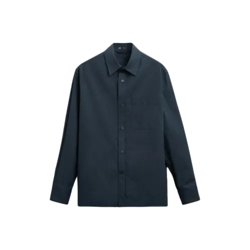 ZARA Морской синий Мужские рубашки