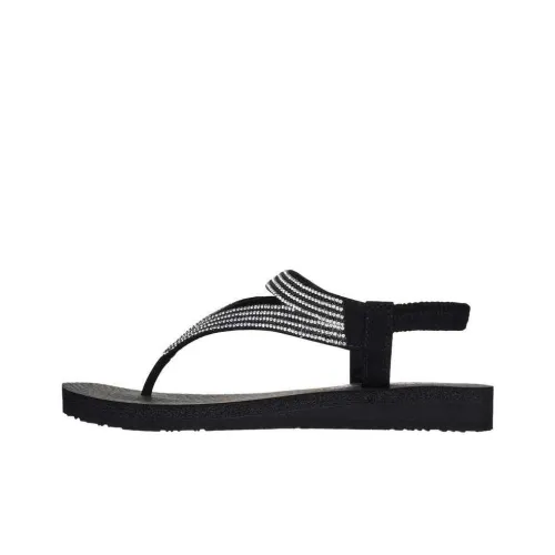 Skechers Meditation Аbrasion Resistant Шлепанцы Женские Черный Серебряный