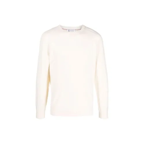 BRUNELLO CUCINELLI Белый Мужской Кашемировый Свитер