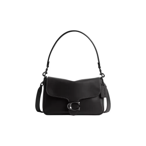 COACH Soft Tabby Гладкая кожа Сумка на плечо Средний Женский Черный