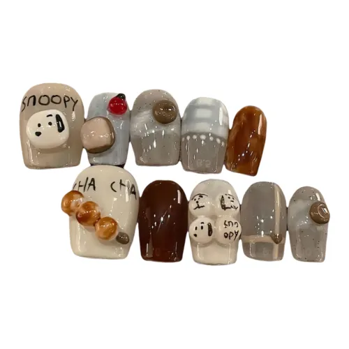 Gentle Welcome Эксклюзивный Ручная Рисованная Винтаж Осветляющая Наклейка для Ногтей False Nail Короткая Квадратная Прозрачная Без Смузи Милый