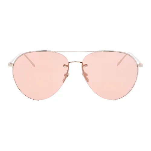 Linda Farrow Титан Aviator Солнцезащитные очки Унисекс Серебряный