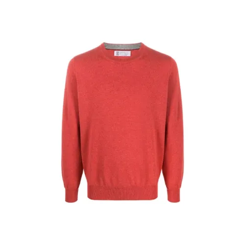 BRUNELLO CUCINELLI Красный Мужской Кашемировый Свитер