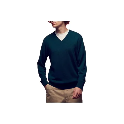 UNIQLO Темно-зеленый Мужской кашемировый свитер