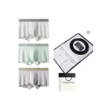 [904 Натуральная кожа Ремень] Бесшовный Модал [Слоновая кость + Бирюзовый + Светло-серый] 3 шт Трусы Подарочная коробка Набор