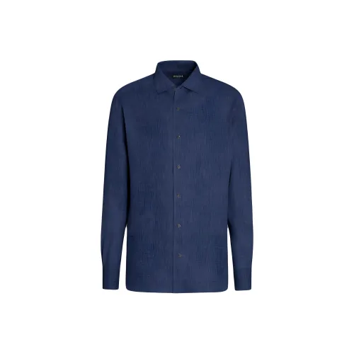 Ermenegildo Zegna Мужские рубашки морского синего цвета