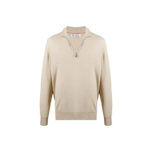 BRUNELLO CUCINELLI Серый Бежевый Мужские Кашемировые Свитера