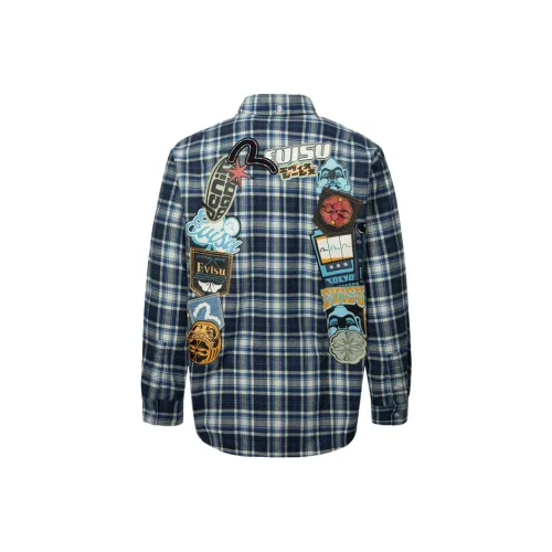 EVISU 2024 Осенне-зимняя рубашка мужская синяя в клетку