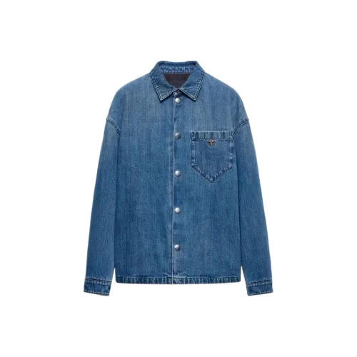 PRADA SS24 Рубашка Мужская Светло-Синяя