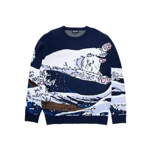 RIPNDIP совместный бренд Морской синий Мужские Свитера