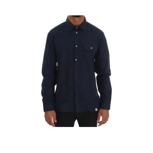 JOHN GALLIANO Blue Men's Shirts JOHN GALLIANO Синие Мужские Рубашки