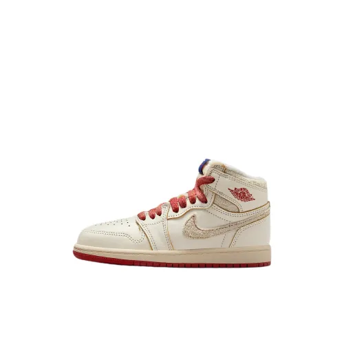 Jordan Air Jordan 1 Детские баскетбольные кроссовки High Топ Белый Для дошкольников