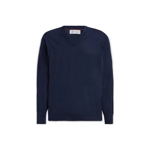 BRUNELLO CUCINELLI Темно-синие мужские свитеры