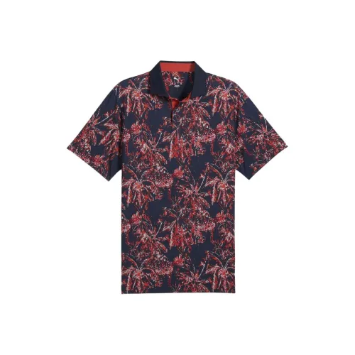 PUMA MATTRSafari Поло Мужское Темно-синий Огненно-красный