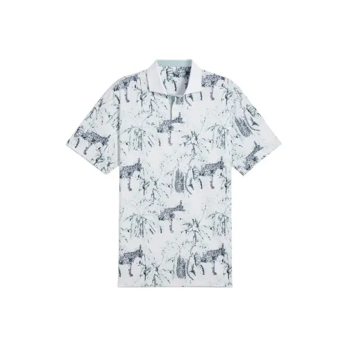 PUMA MATTRSafari Поло Мужское Белый Мятно-Зеленый