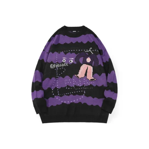 GENANX Черно-фиолетовый Унисекс Свитеры