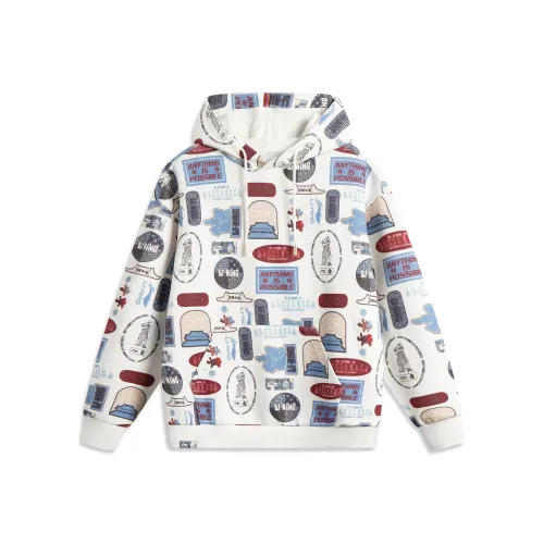 LINING x Forbidden City LIANMINGKUAN Rijin Doujin Collection Свитшот Унисекс Белый Подкладочная ткань Многоцветный С принтом по всей поверхности