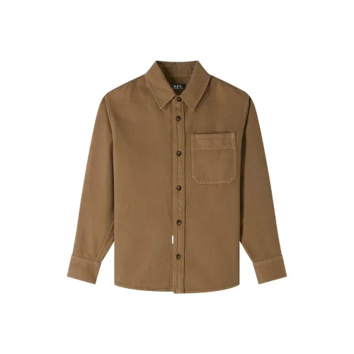 A.P.C FW24 Рубашка Мужская Каштановый Коричневый
