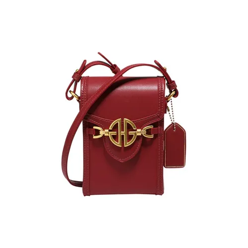 GHG Чехол для телефона из коровьей кожи Маленький Женский Бордовый Коричневый Белый