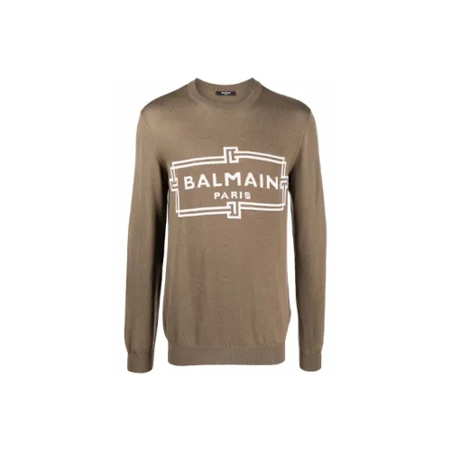 BALMAIN Коричневые Мужские Свитера