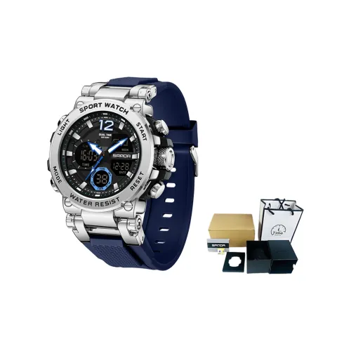 Sanda Электронный + Кварцевый механизм TPU Ремешок Часы Мужские Черный Циферблат