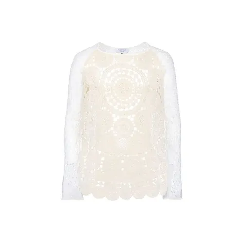 Marine Serre FW22 Круглый вырез Облегающий Длинный рукав Трикотаж Мужской Белый