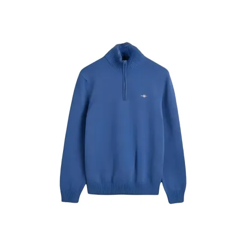 GANT Повседневный Хлопок Полузастежка Свитер Толстовка Мужской Синий
