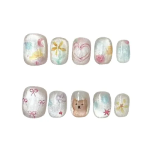 Gentle Welcome Стеклянные бусины Ручной работы с детским украшением False Nail Короткий Круглый Разрисованный Смужка Милый