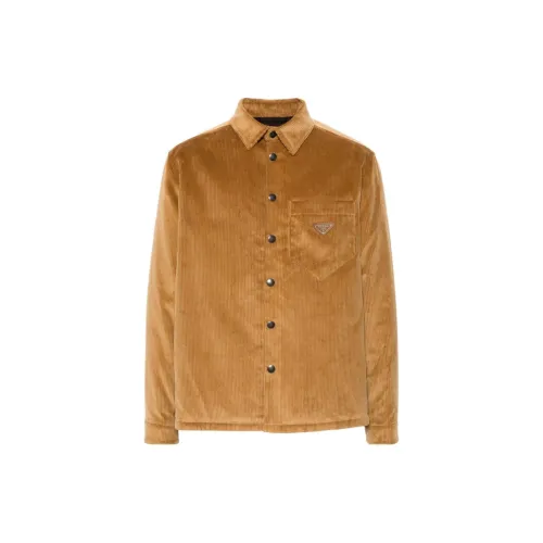 PRADA Коричневые Мужские Рубашки