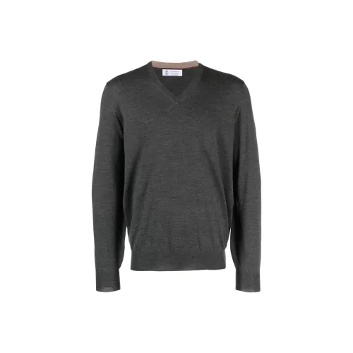 BRUNELLO CUCINELLI Серый Мужской Свитера