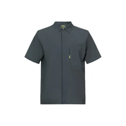 DIKENI Серый Зеленый Мужские Рубашки