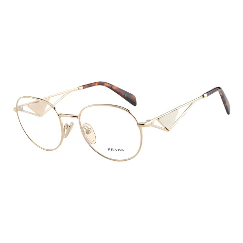 PRADA Металл Овал Оправы для очков Унисекс Золото