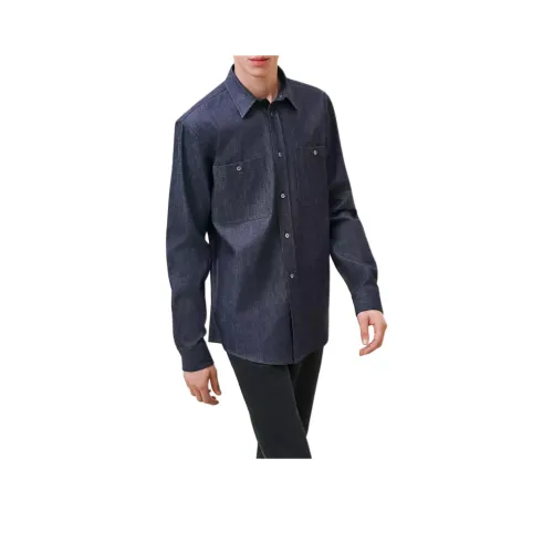 HERMES Индиго Мужские Рубашки