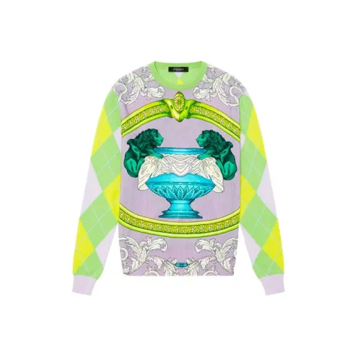 VERSACE Фиолетовый Мужской Кашемировый Свитер