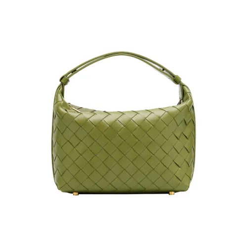 Bottega Veneta Wallace Кожа Одно Плечо Сумка Мини Женская Матча Золото