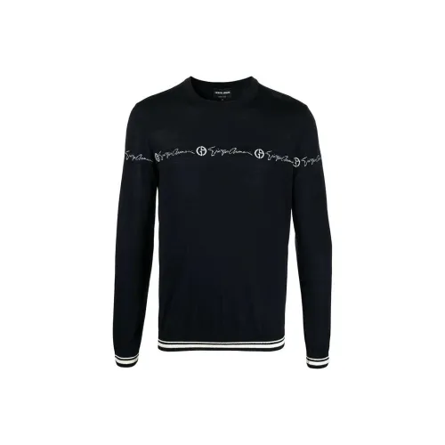 GIORGIO ARMANI Темно-синие мужские свитеры