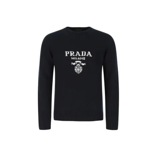 PRADA Темно-синий Синий Мужской Кашемировый Свитер