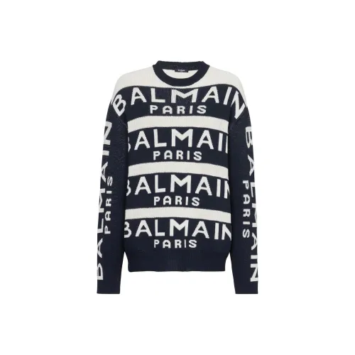 BALMAIN Черный/Белый Мужские Свитера