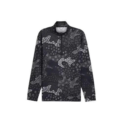 PUMA CLOUDSPUN Bloom CAMO Quarter Zip Свитшот Мужской Черный