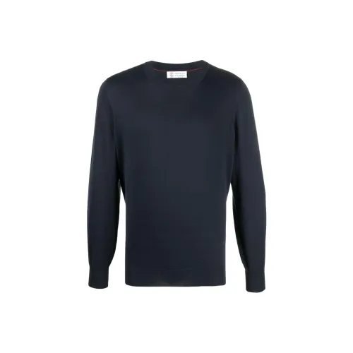 BRUNELLO CUCINELLI Темно-синие мужские свитеры