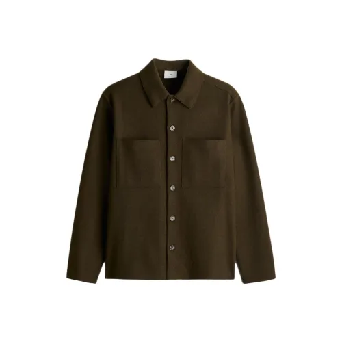 H M Рубашка Мужская Темно-хаки Зеленая