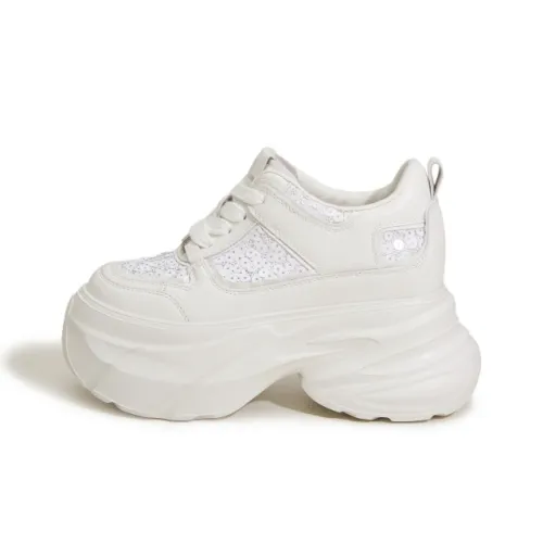 Milan Love Song Дышащий Легкий Увеличение Высоты Низкий Топ Толстая Подошва Кроссовки Женские Белые