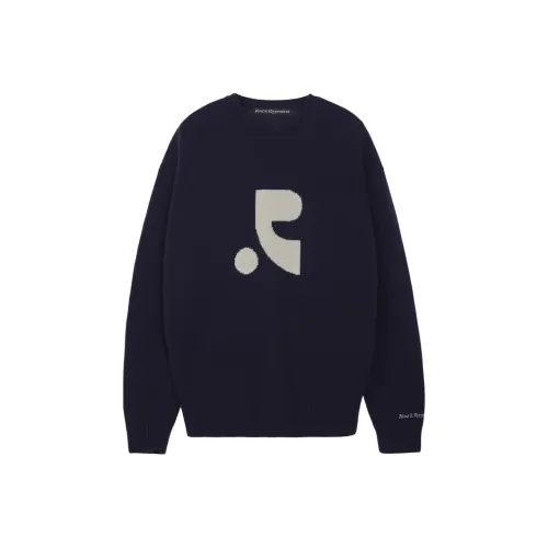 Rest Recreation OVERSIZED Жаккард KNIT Топ Свитер Унисекс Темно-синий Морской синий