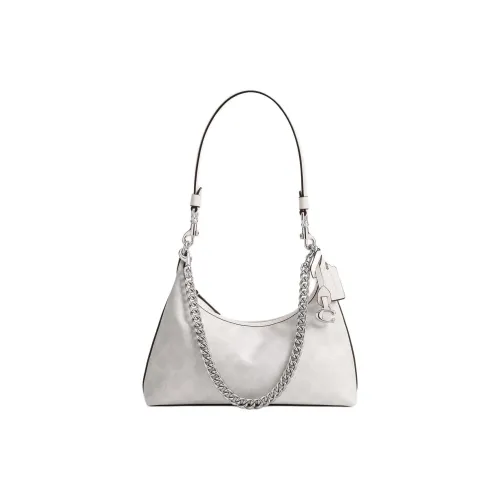 COACH Juliet Покрытый холст Сумка на плечо Большой Women's Silver Мел Белый