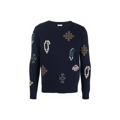 ETRO Темно-синие мужские свитеры