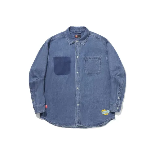 LINING Рубашка Мужская Светло-Синяя Джинсовая