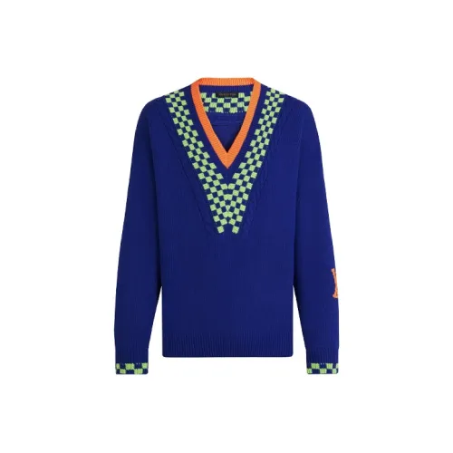 LOUIS VUITTON Новые ежеквартальные продукты LV Синий Мужской кашемировый свитер