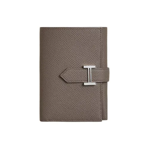 HERMES Bearn Epsom Телячья кожа Кошелек Женские Оловянно-серый