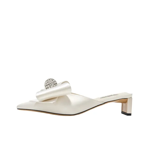 SHOESZOOO Резиновая подошва стразы устойчивые к истиранию домашние тапочки женские лунно-белый