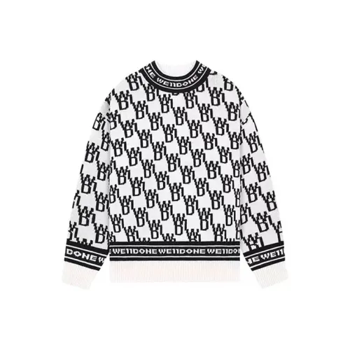 WE11DONE FW21 Кашемир Свитер Унисекс Черный Белый